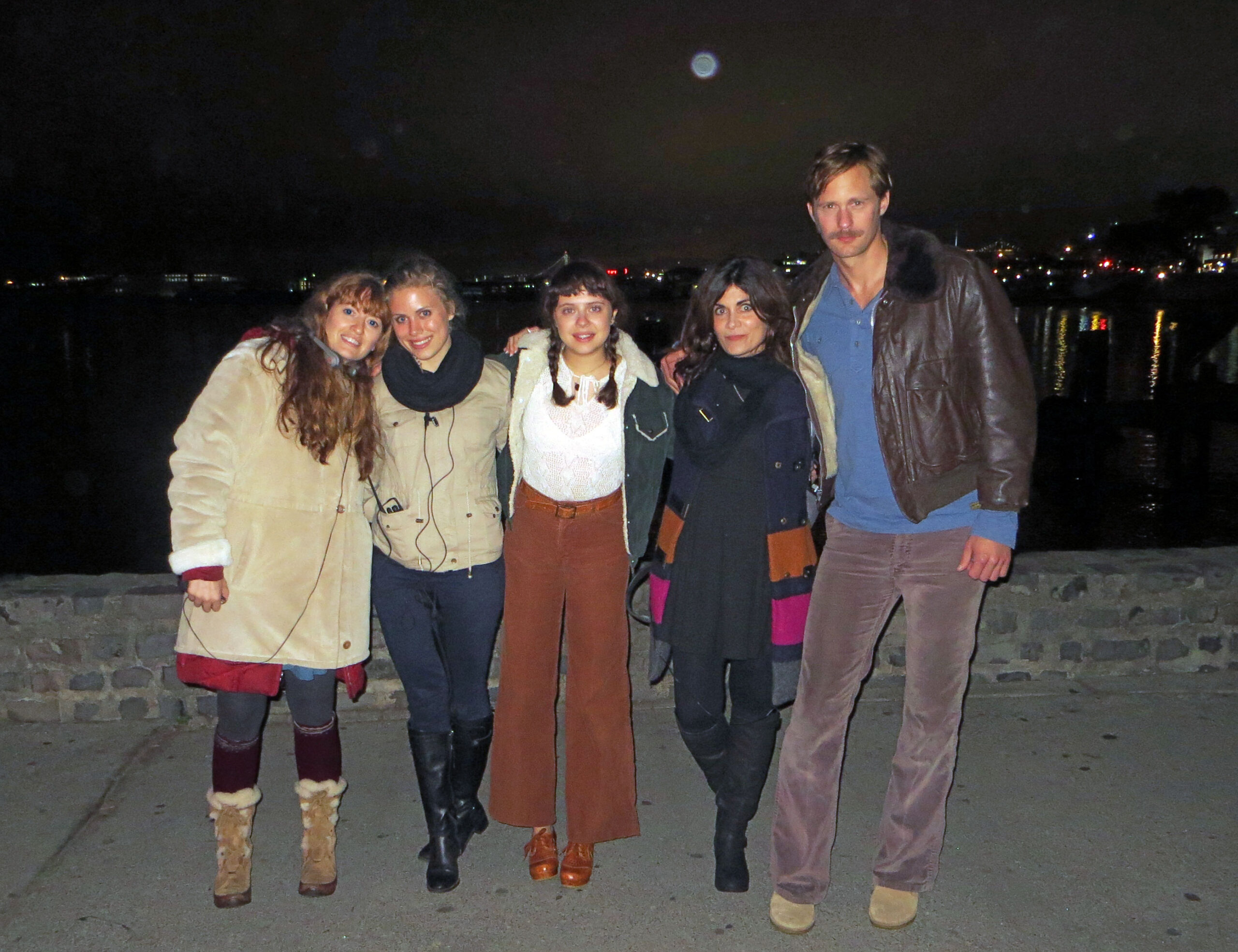 Phoebe Gloeckner poses on set with Bel Powly (Minnie), Alexander Skarsgard (Monroe), and her daughters, Audrey and Persephone. Image courtesy Phoebe Gloeckner