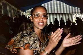 Robinson, wearing her bracelet, during a trip to Kenya in 1985.
