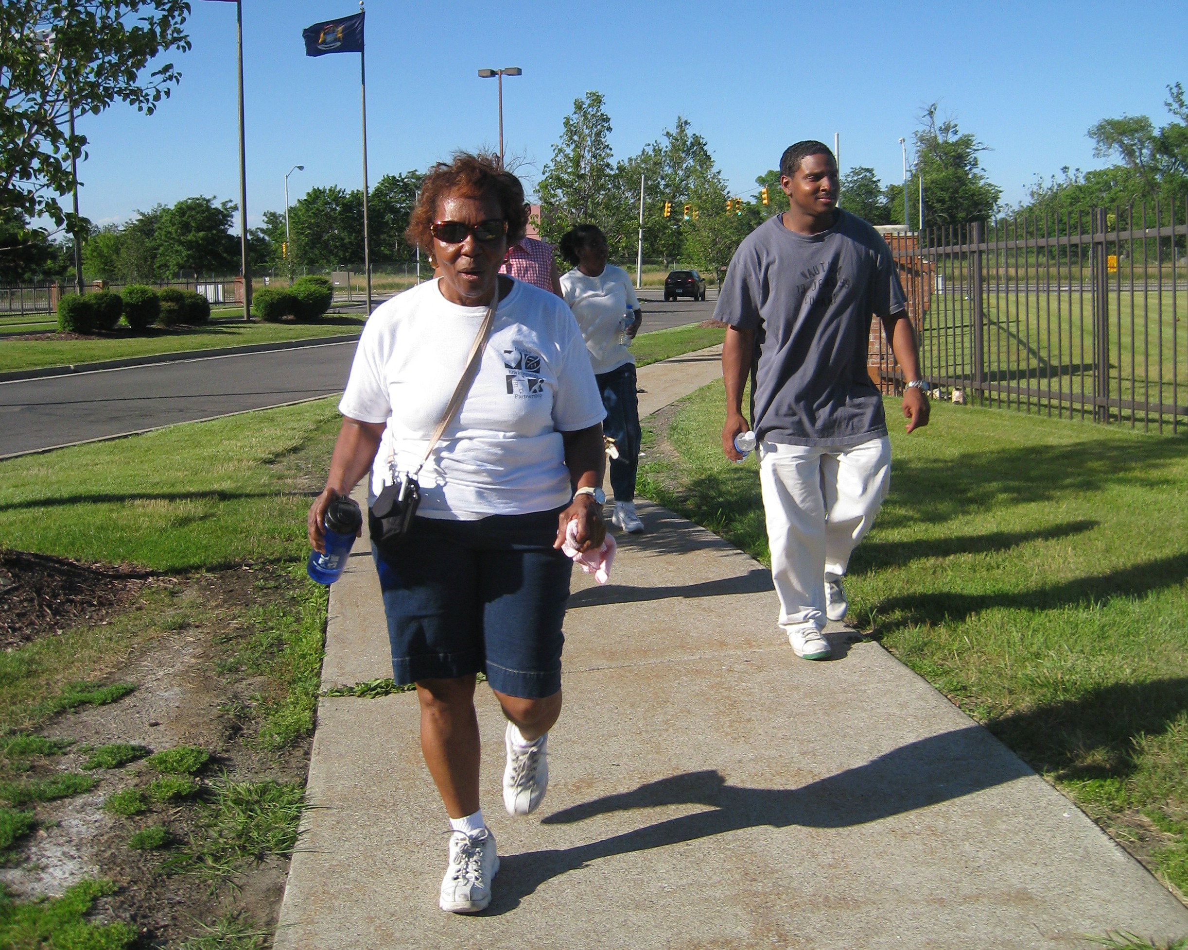 Friends of Parkside walking group in 2009, the year the Walk Your Heart to Health program started. Walkers are Gladys, Maxine and Baraka. Image credit: Betty Izumi
