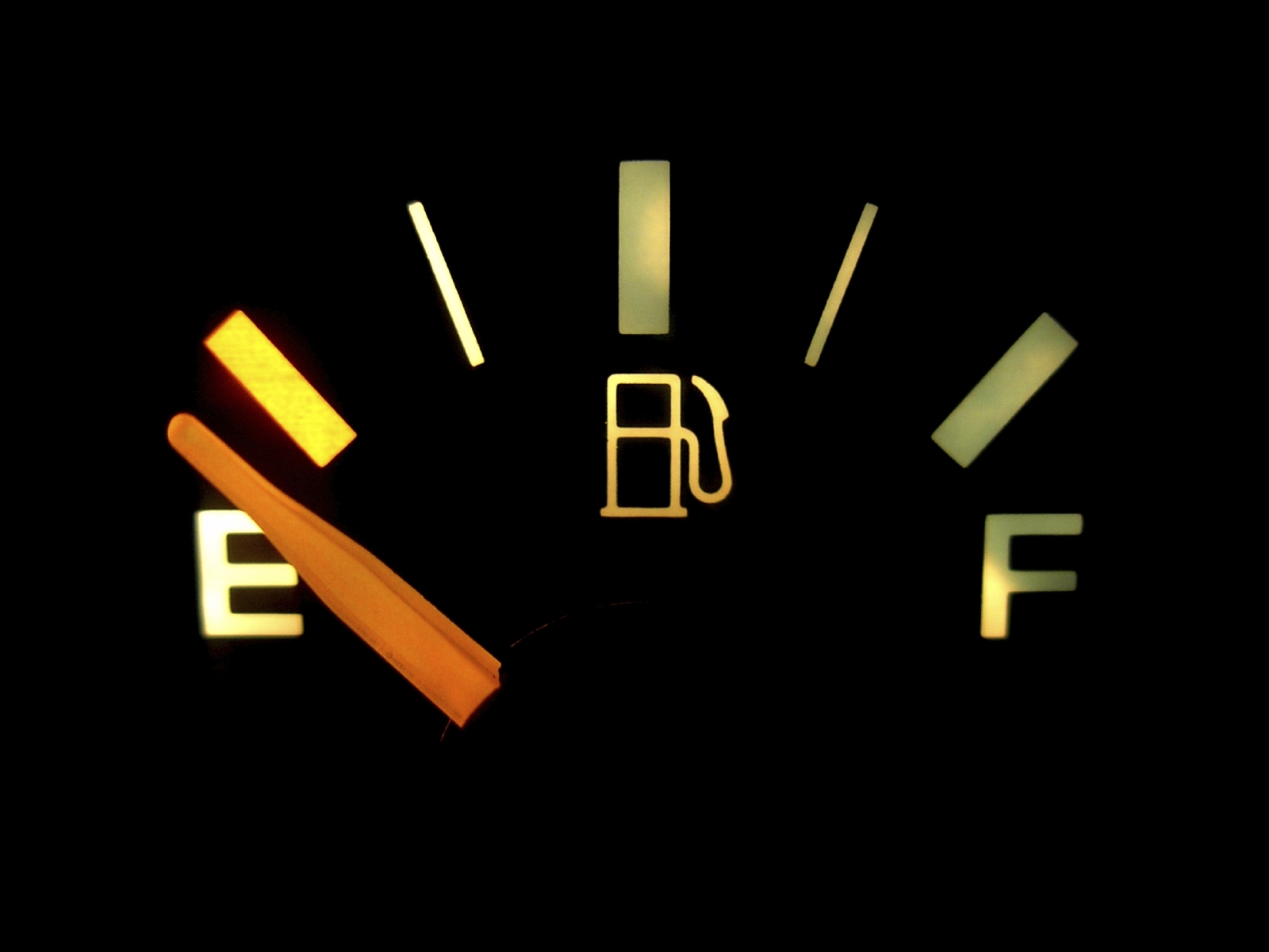 A gas gauge showing empty. (stock image)