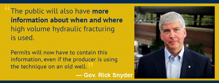 The public will also have more information about when and where high volume hydraulic fracturing is used—permits will now have to contain this information, even if the producer is using the technique on an old well," Snyder said.