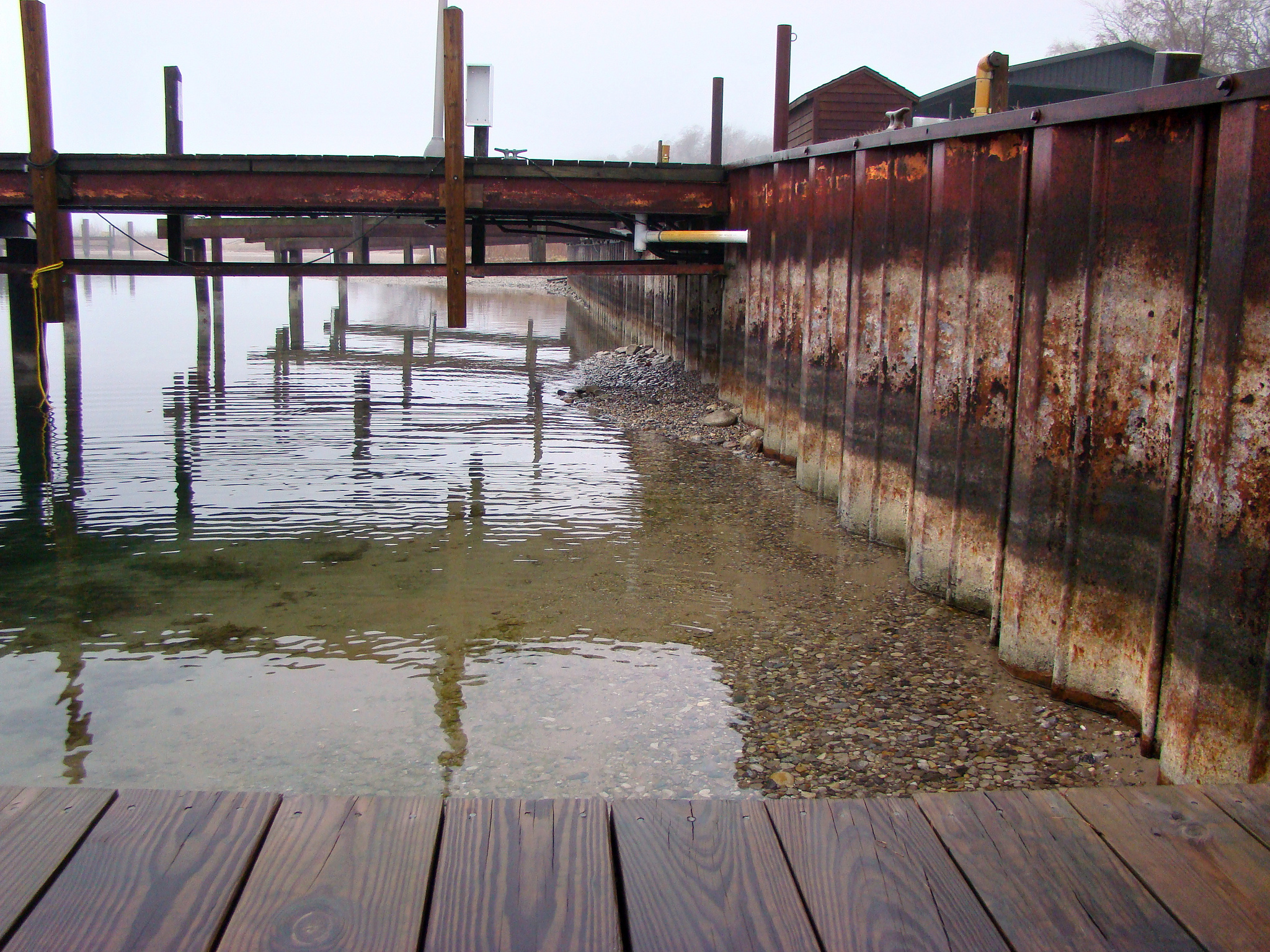 Low water levels, Leland, MI. Image credit: Mark Breederland, Michigan Sea Grant