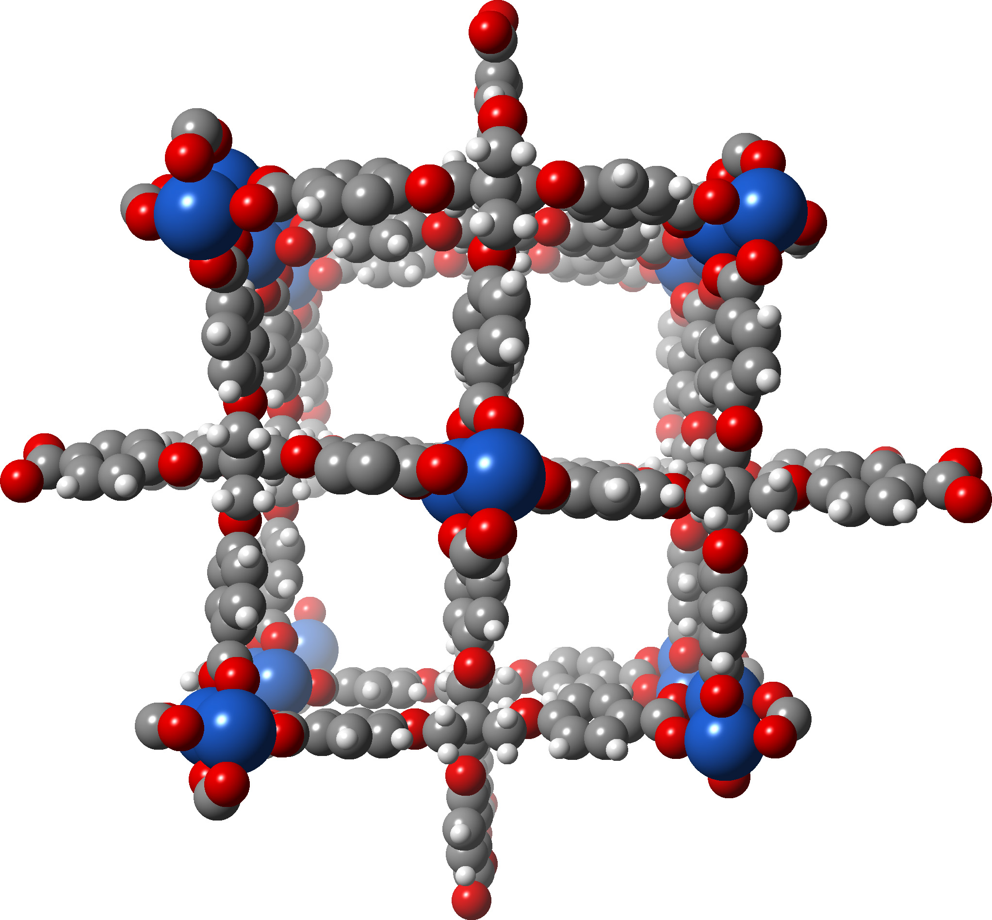 Metal-organic frameworks, made of metal ions and organic particles, act as sponges that capture and store gases. They could be used in future hydrogen-powered cars. Image credit: Don Siegel