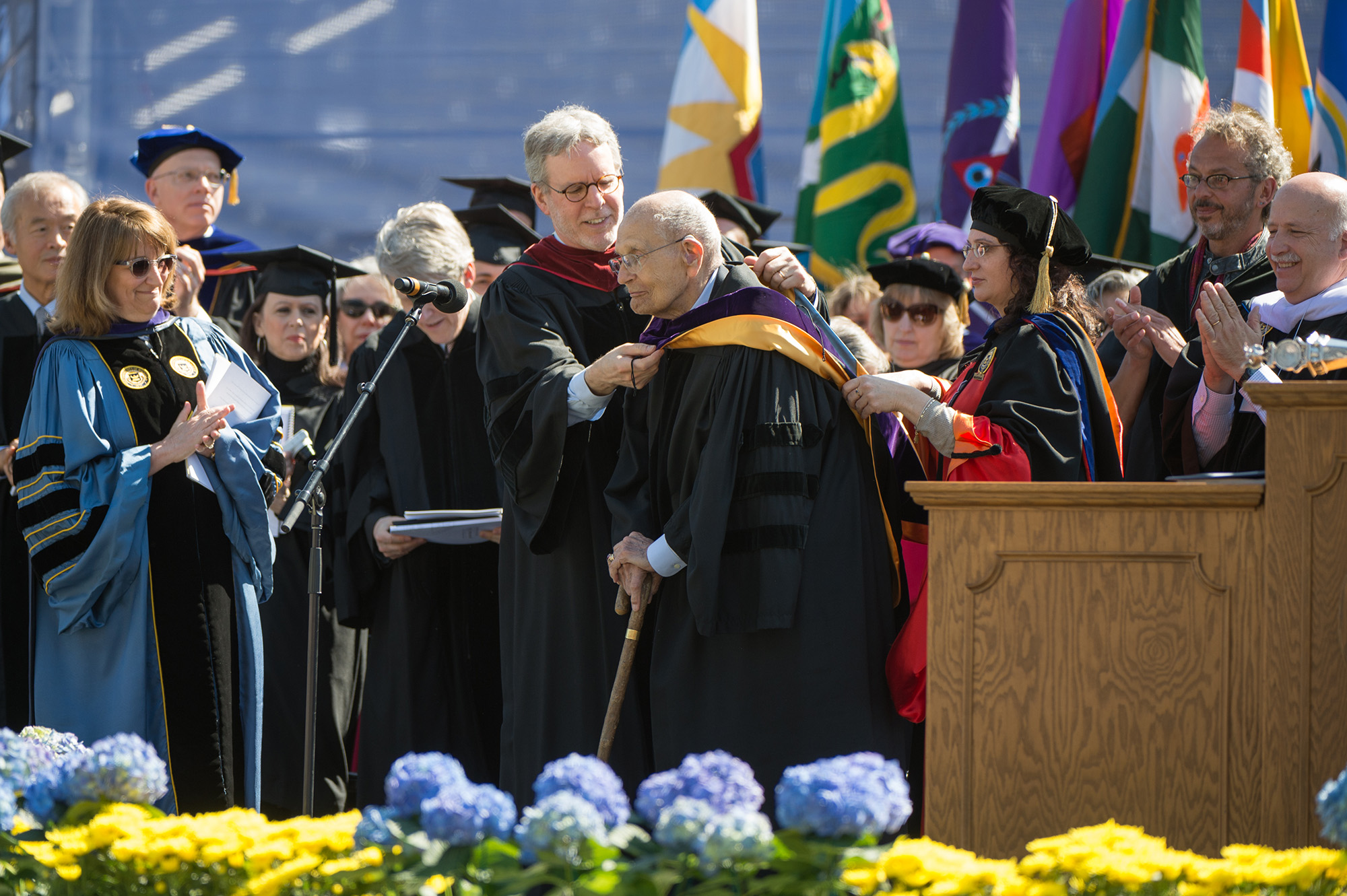 Former congressman John Dingell receives an honorary degree at the University of Michigan’s spring commencement ceremony on May 2, 2015 at Michigan Stadium. Image credit: Scott Soderberg, Michigan Photography