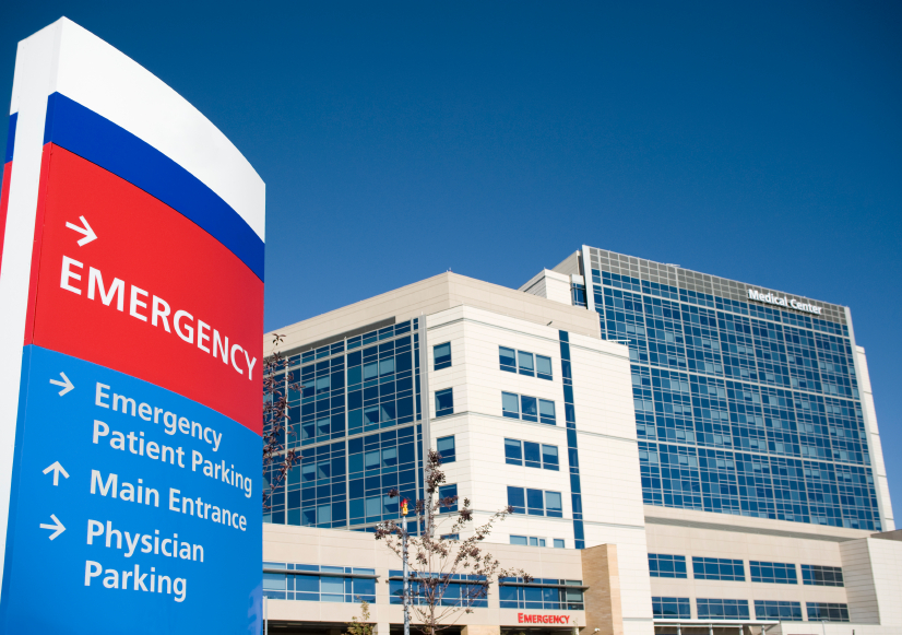 Exterior of a hospital. (stock image)