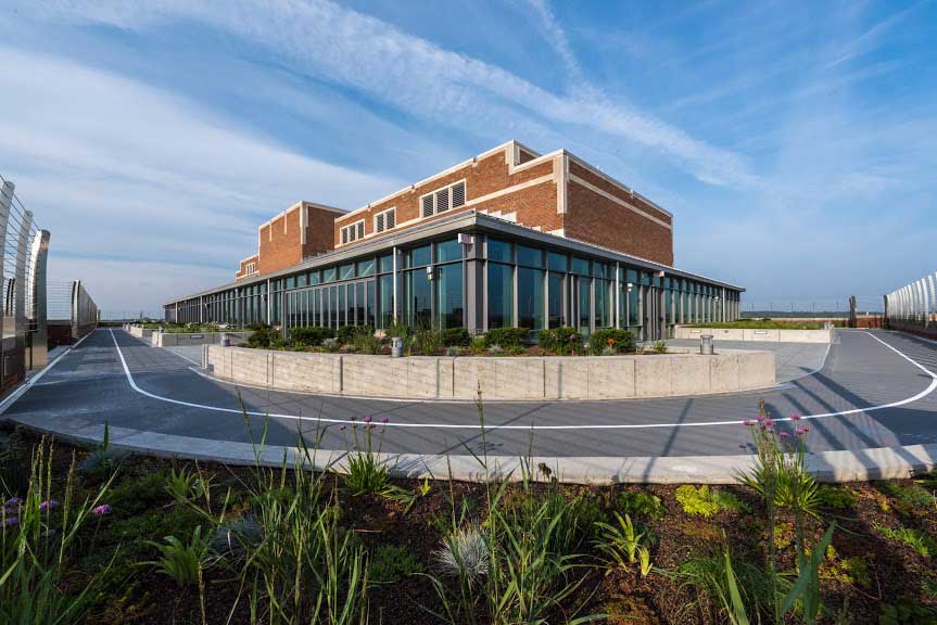 Munger graduate residence rooftop track. 
