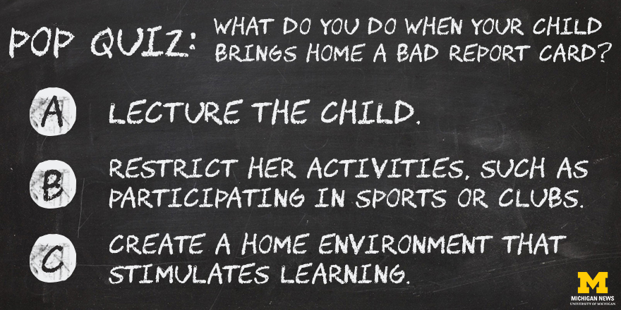 What do you do when your child brings home a bad report card?