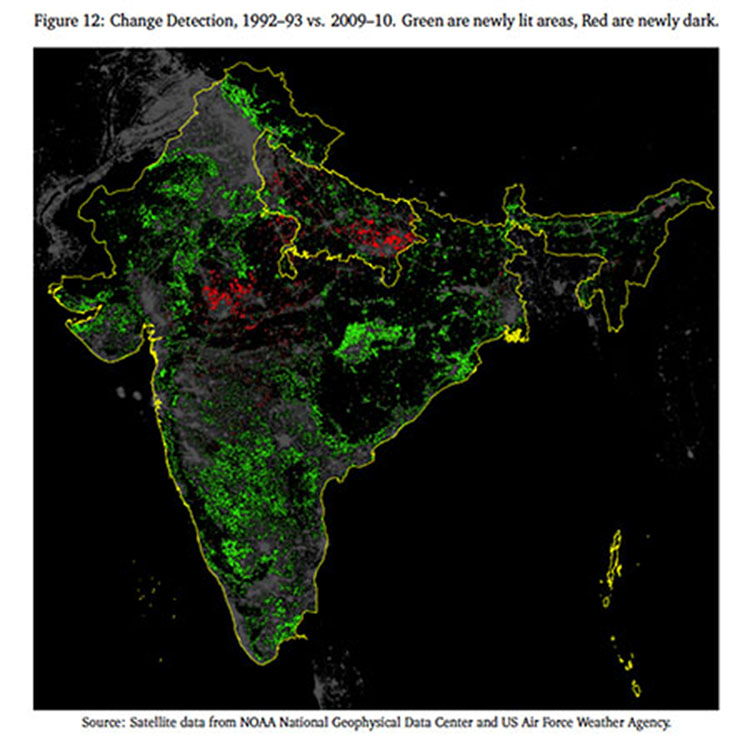 Nighttime lights over India.