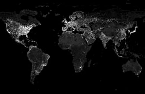 Nighttime lights around the world.
