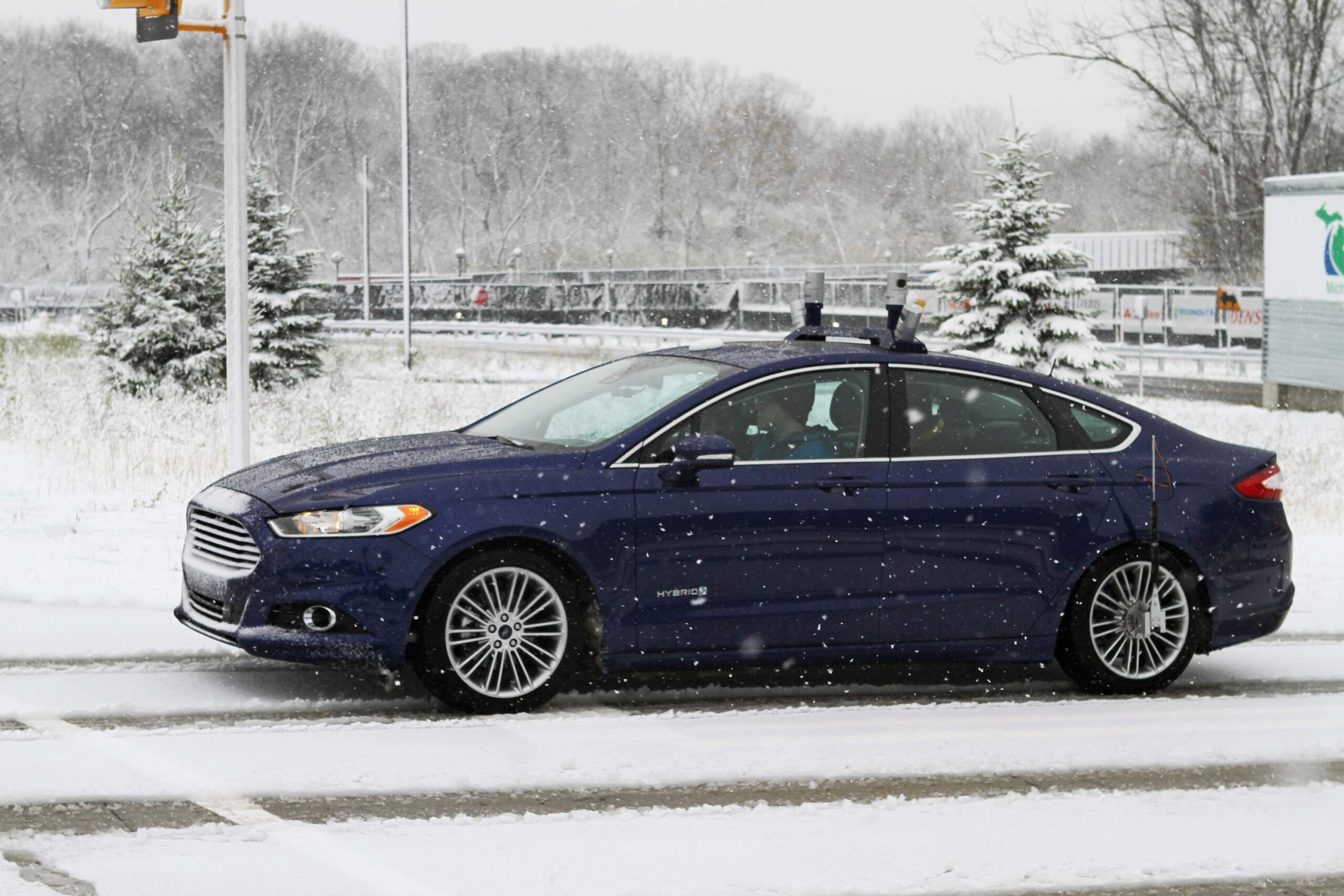 Autonomous vehicle with LiDAR sensors on top. Image credit: Ford