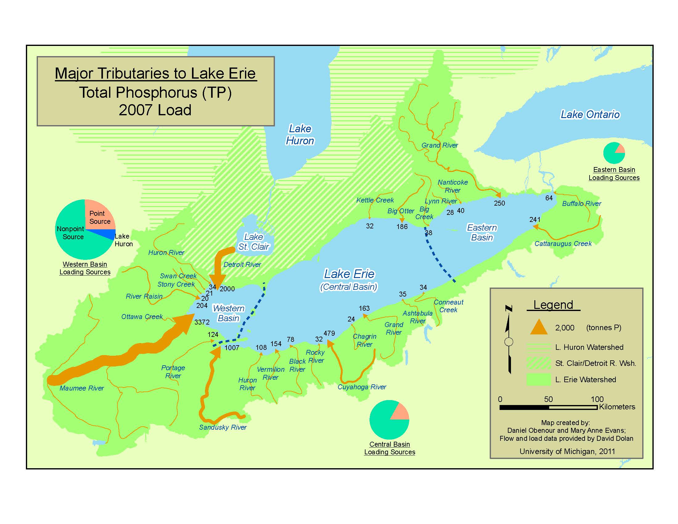 Map showing major tributaries of Lake Erie. Image credit: Daniel Obenour and Mary Anne Evans