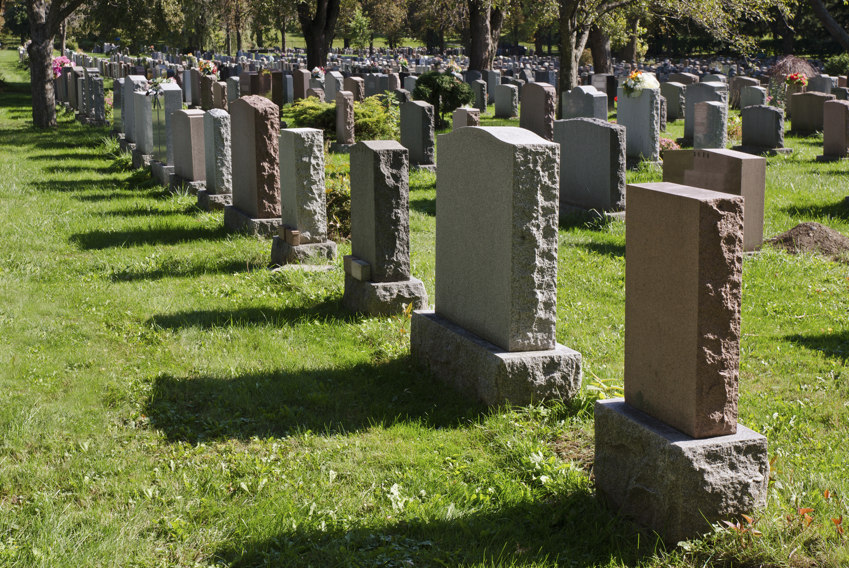 Gravestones in an American cemetery. (stock image)