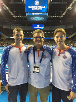 Coach Mike Bottom and swimmers Sean Ryan and Connor Jaeger will be in Rio.  