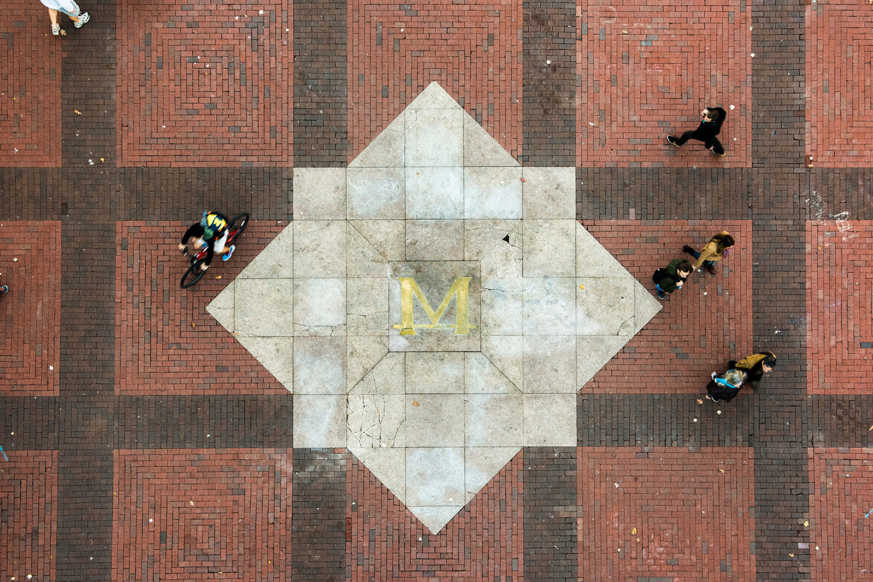 Overhead view of Block M on the cobblestone diag. Image credit: Michigan Photography