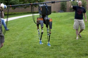 Jessy Grizzle's robot Marlo walking on the Wave Field at the University of Michigan's North Campus. Image credit: Marcin Szczepanski, College of Engineering