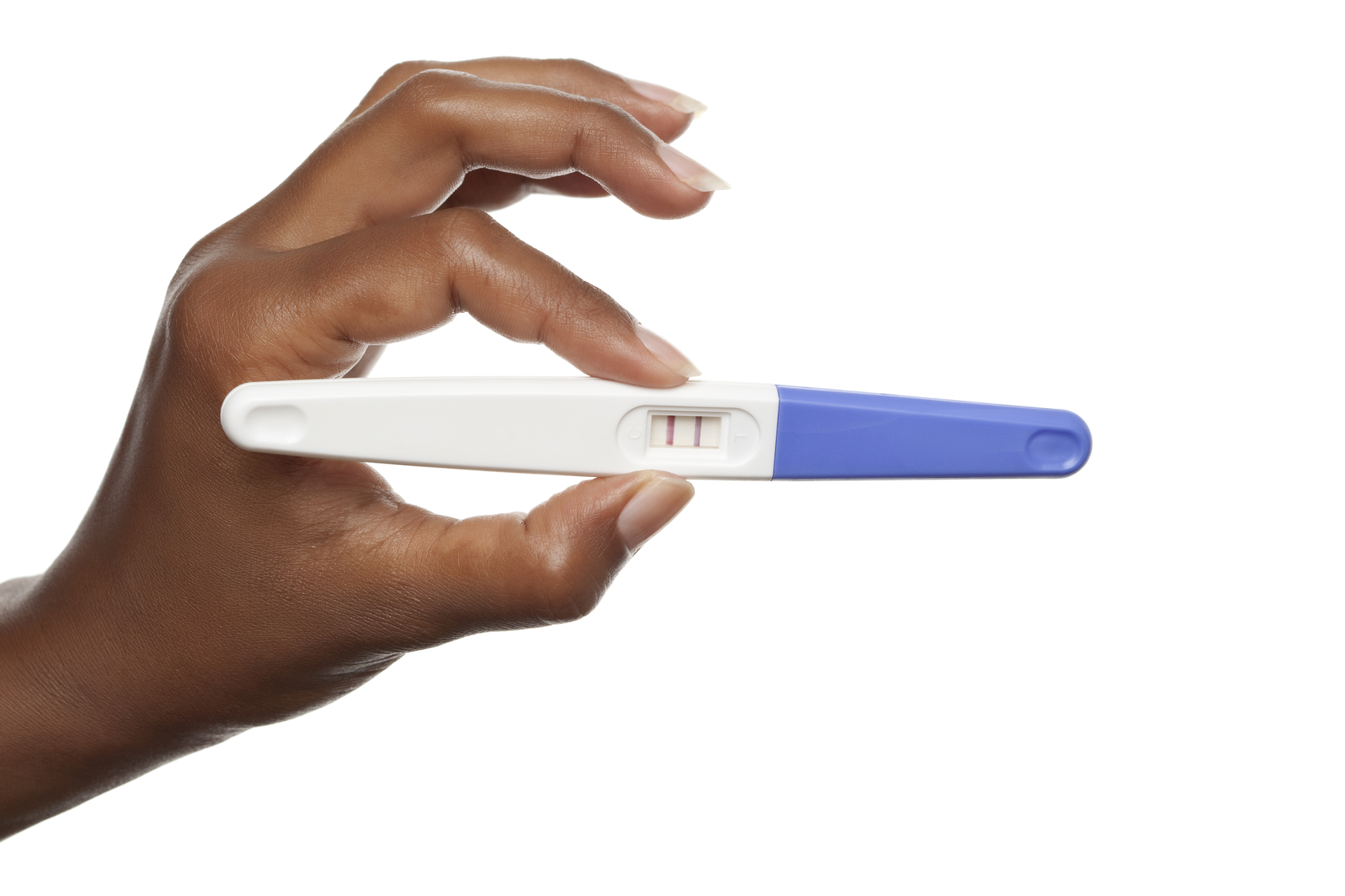 Positive result of an over-the-counter pregnancy test. (stock image)