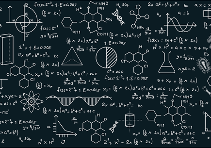 Mathematical formulas on a chalk board. (stock image)