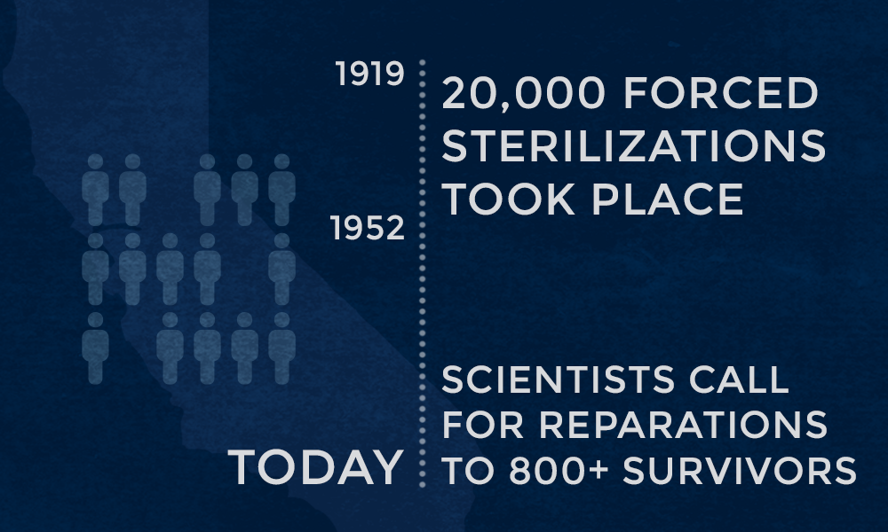Timeline of the sterilizations that took place in California between 1919 and 1952.