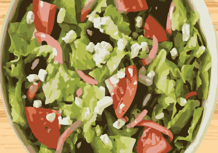 Illustration of a bowl of salad.