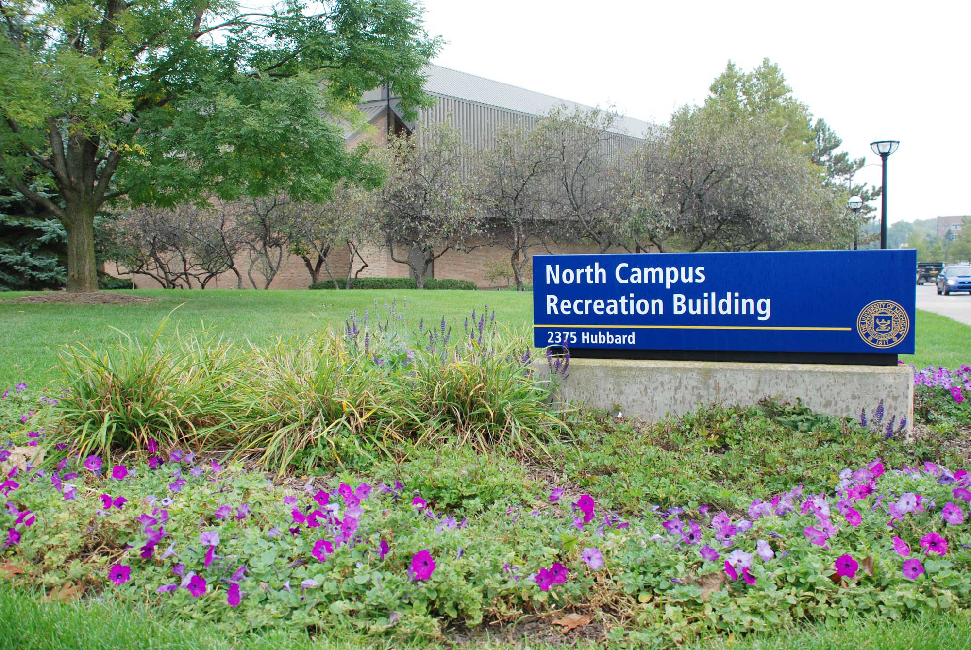 Exterior sign at the North Campus Recreation Building. Image courtesy: Michigan Rec Sports