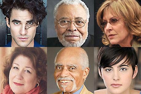 Clockwise from upper left, Darren Criss, James Earl Jones, Christine Lahti, Margo Martindale, George Shirley and Jaqueline Toboni.