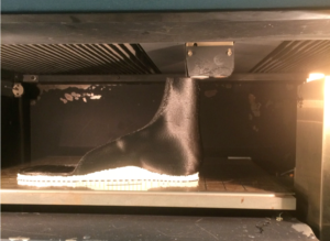 An orthodic device being 3D-printed at the U-M Orthotics and Prosthetics Center. Image credit: U-M Orthotics and Prosthetics Center