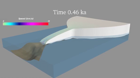 An animated graphic showing the ice sheet.