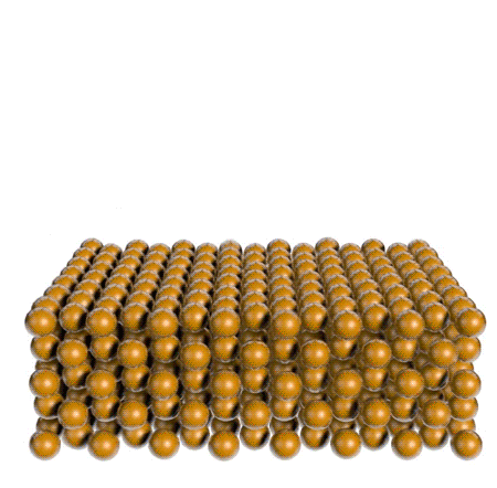 An animation depicting atoms of gold stretched into a strand in which Michigan Engineering researchers detected a quantum of thermal conductance. A quantum of thermal conductance represents the largest possible heat flow through a channel in a material. You can think of the channel as a highway for the flow of heat. This was the first time such a channel was detected at room temperature. Image credit: Enrique Sahagún, Scixel