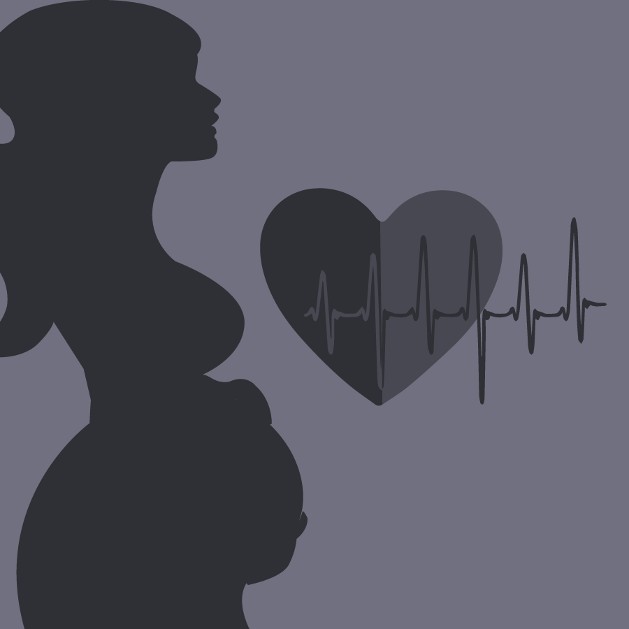 Illustration of a pregnant woman and heart.
