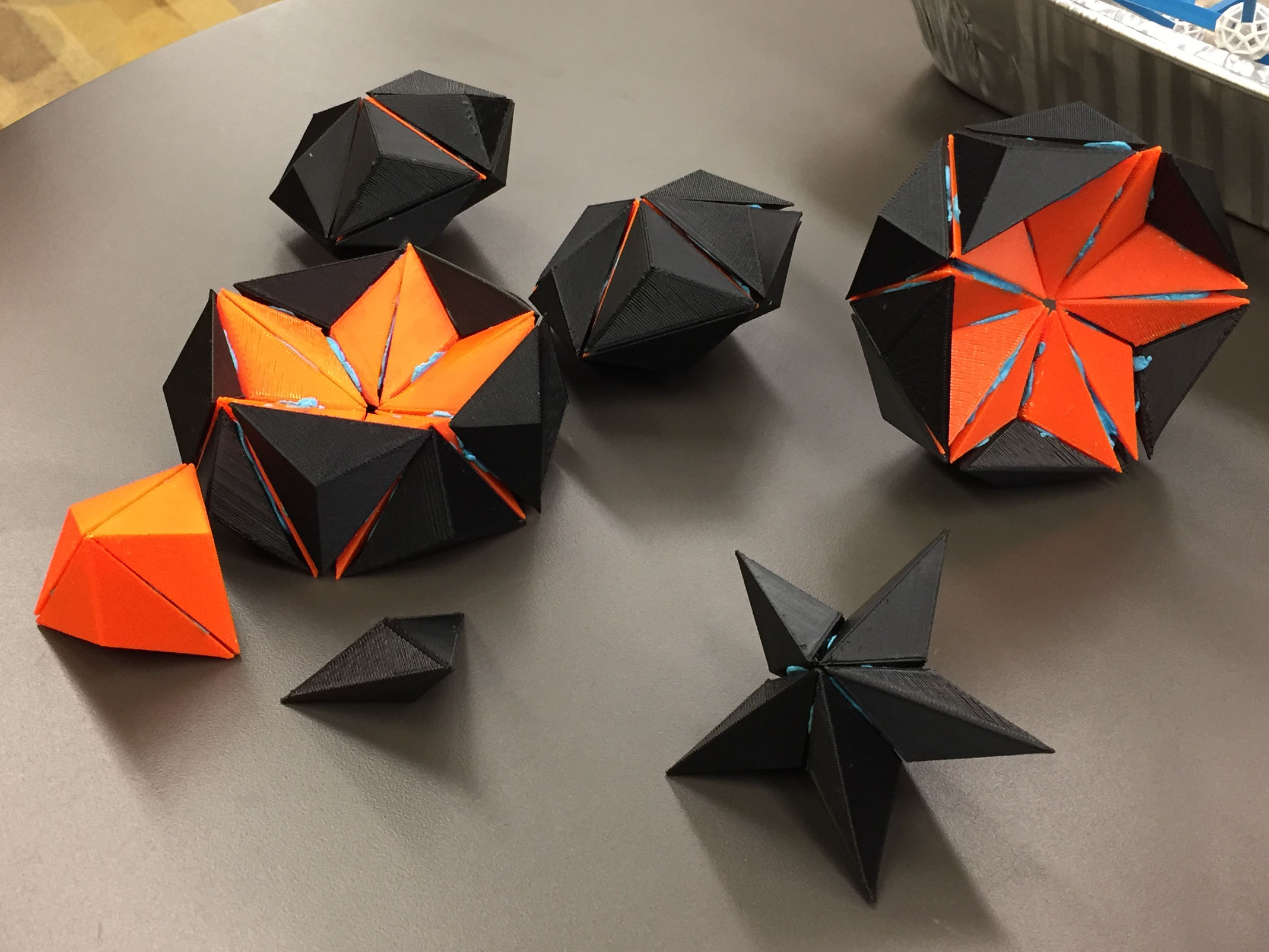 Once the Glotzer group received the electron microscope images from the Mirkin lab, they 3D printed the flattened bipyramids and glued them together to explore likely crystal structures. Image credit: Glotzer Group, University of Michigan.