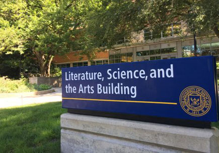 A sign in front of the LSA building.