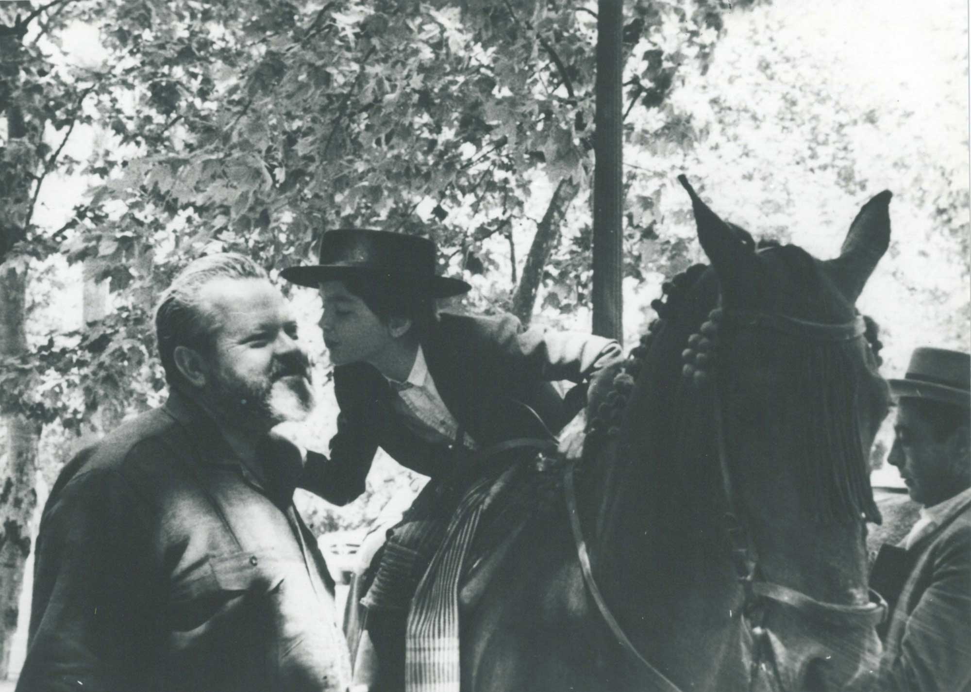 Beatrice Welles and her father, Orson Welles, at the Feria de Sevilla, Spain in April 1964 (Agencia Gráfica Prensa Lara, Madrid). Image courtesy: University of Michigan Library, Special Collections