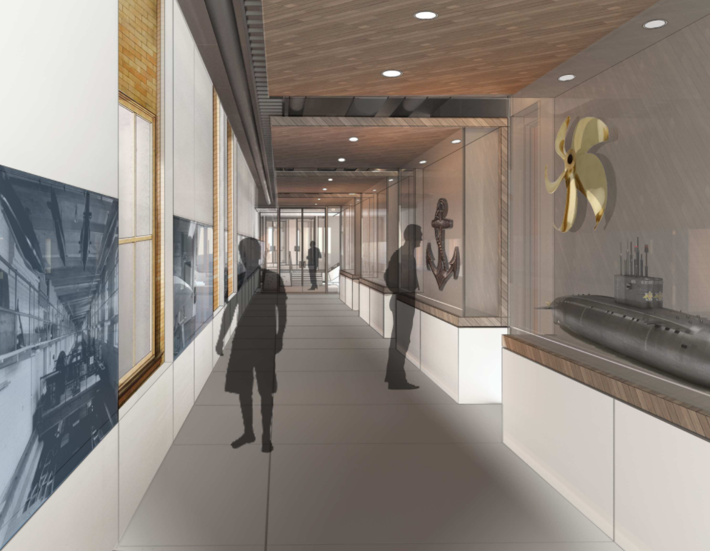 An artist’s rendering of the new exhibit space in the Friedman Marine Hydrodynamics Lab.