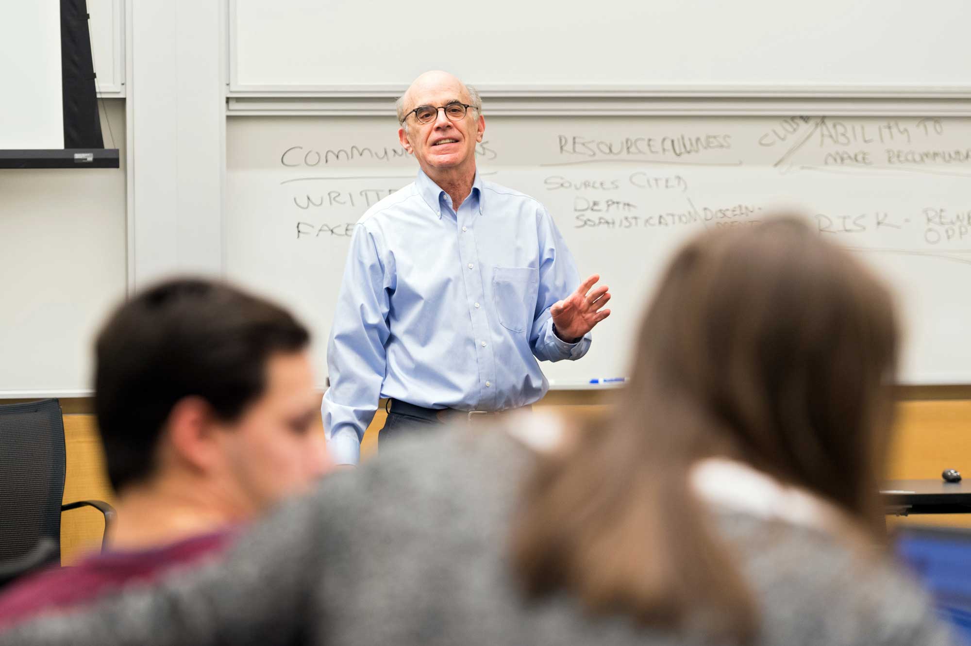 Erik Gordon, assistant clinical professor at the Ross School of Business, teaches undergraduate business students how to evaluate a company in its earliest stages for investment potential.