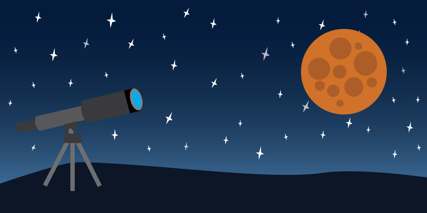 Illustration of a telescope looking into space.