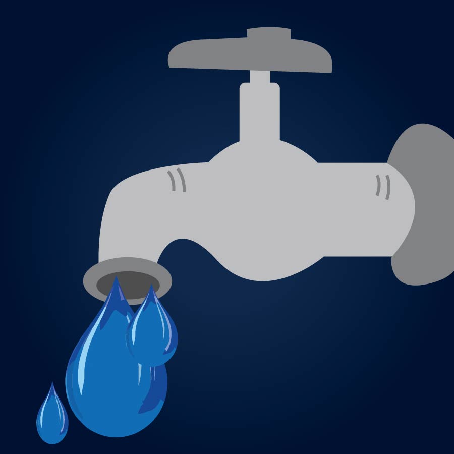 Illustration of a dripping water tap.