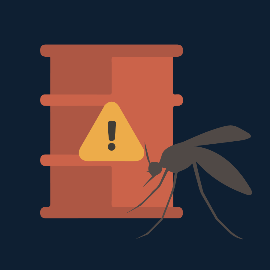 Illustration of chemical barrel and mosquito