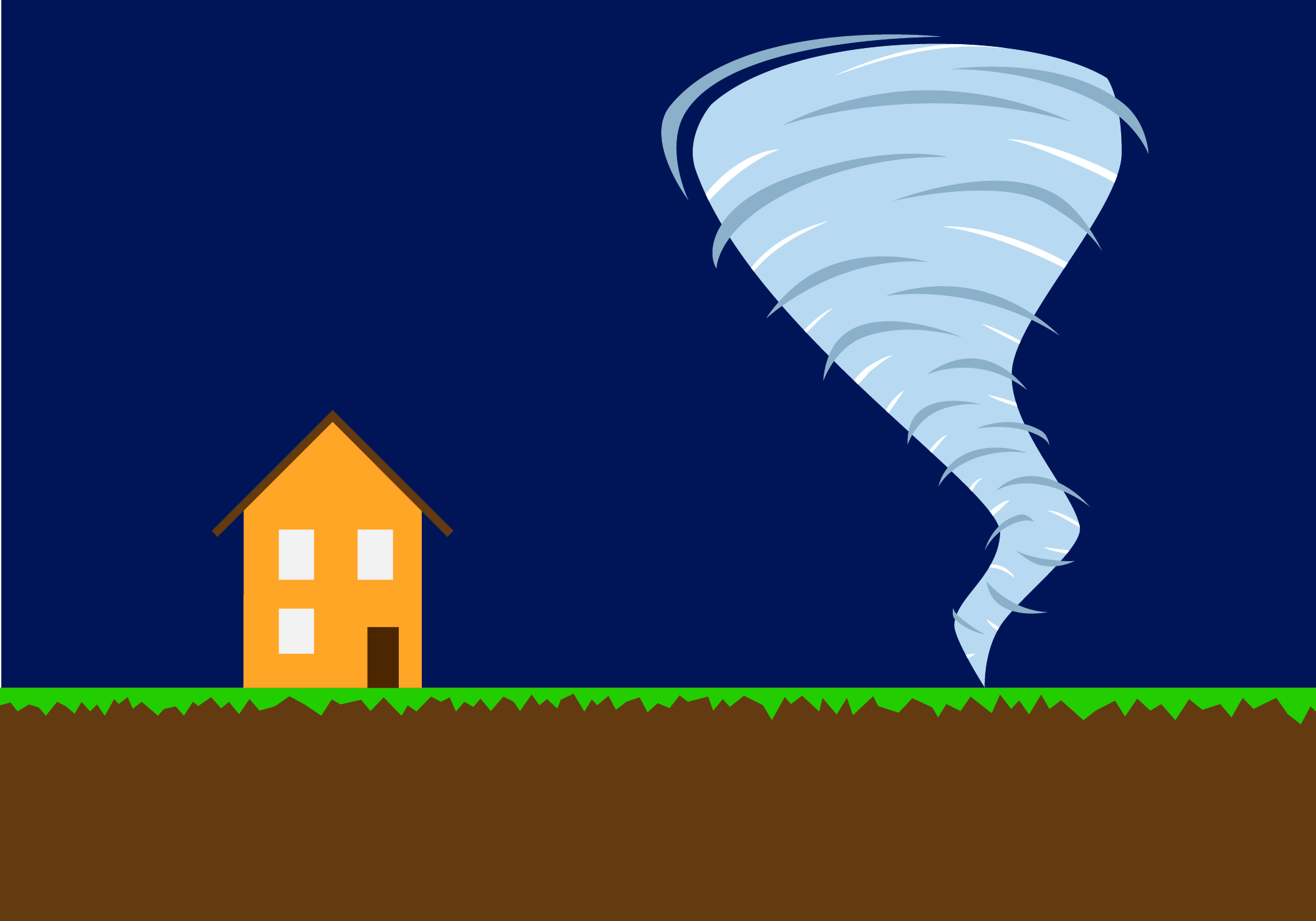 Illustration of a tornado approaching a home. Image Credit: Nathanael Rieger