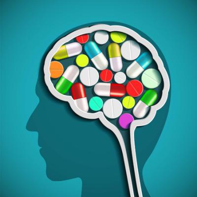 Human head with the brain and pills. Image credit: Ivan Trifonenko via 123rf stock