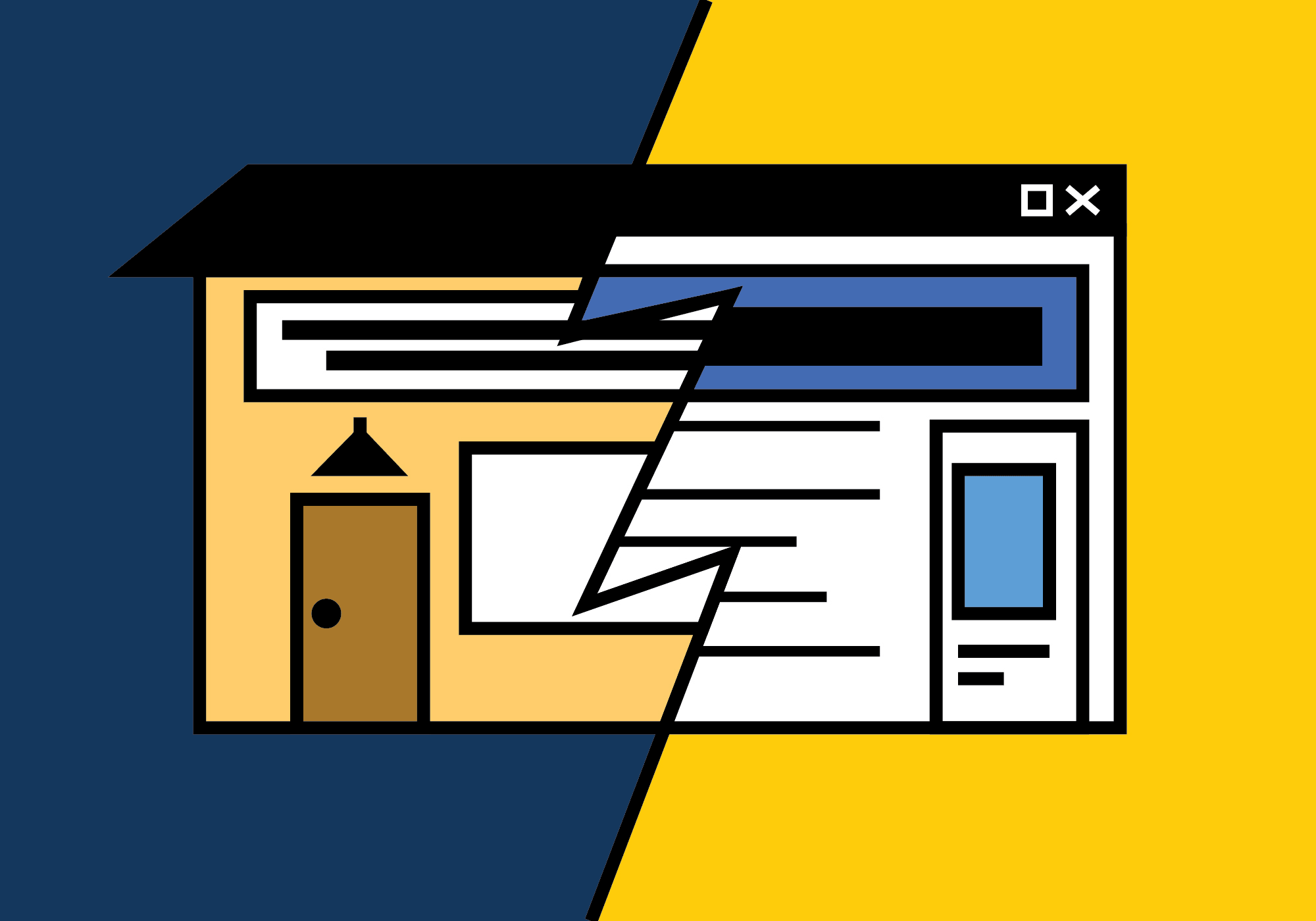 Concept illustration contrasting online and retail stores. Image credit: Nathanael Rieger