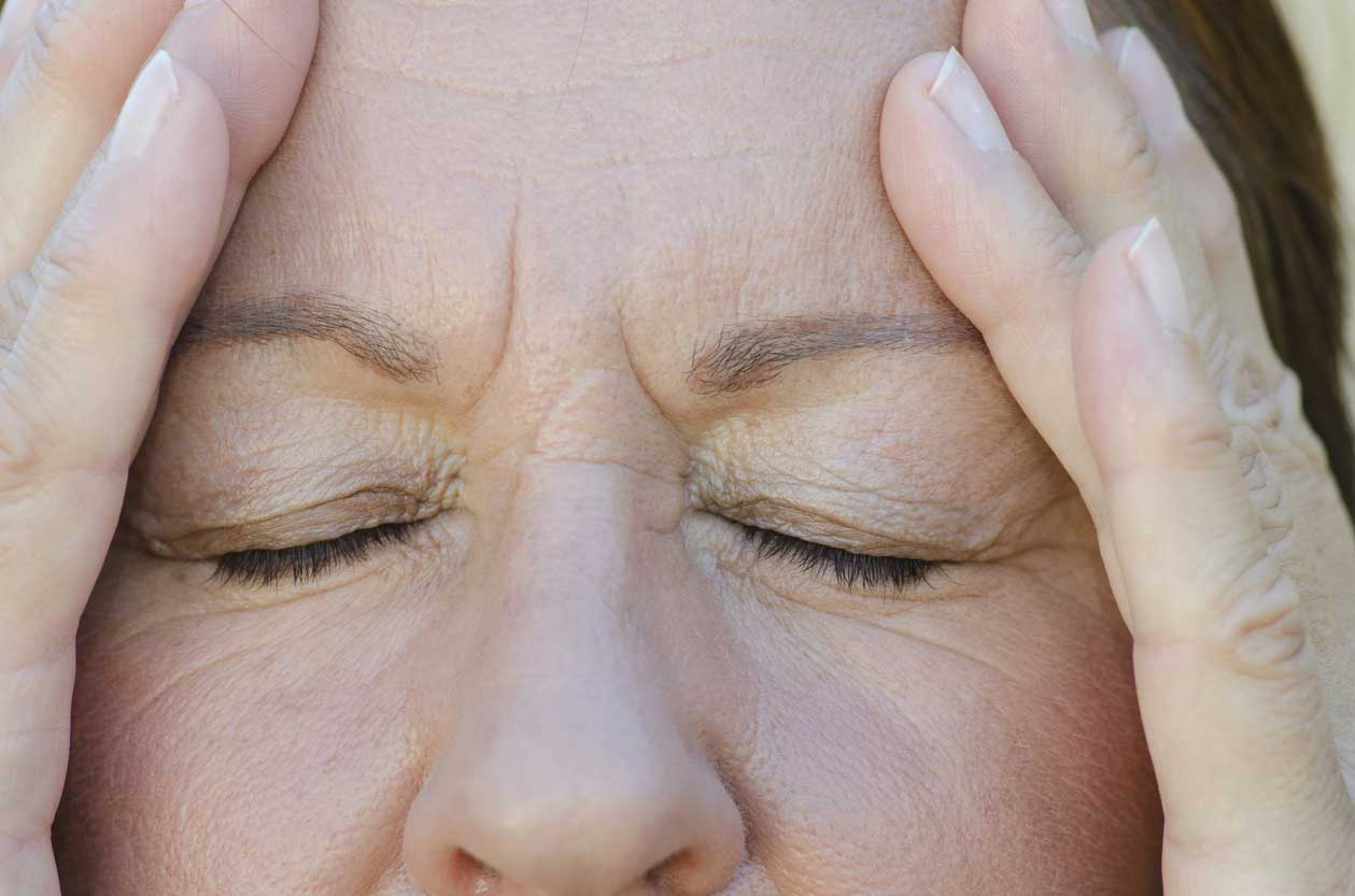 Close up portrait concerned woman. (stock image)