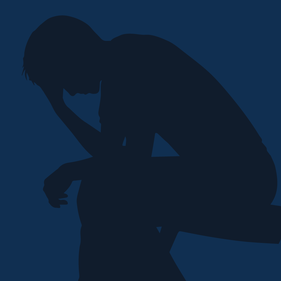 Silhouette of a distressed man. Illustration credit: Kaitlyn Beukema