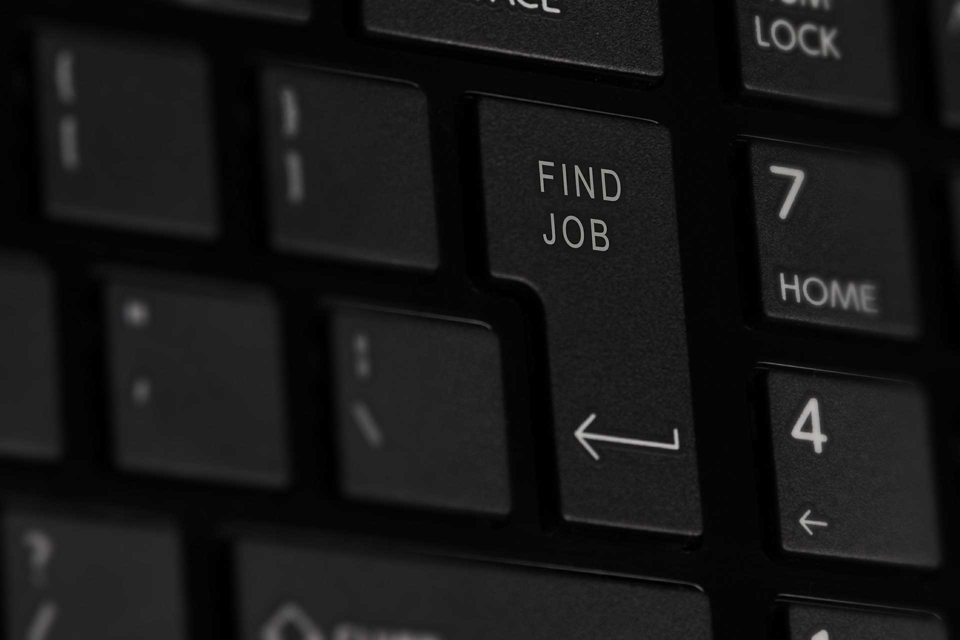 A keyboard with a button labeled "job search". Image credit: Niek Verlaan via Pixabay