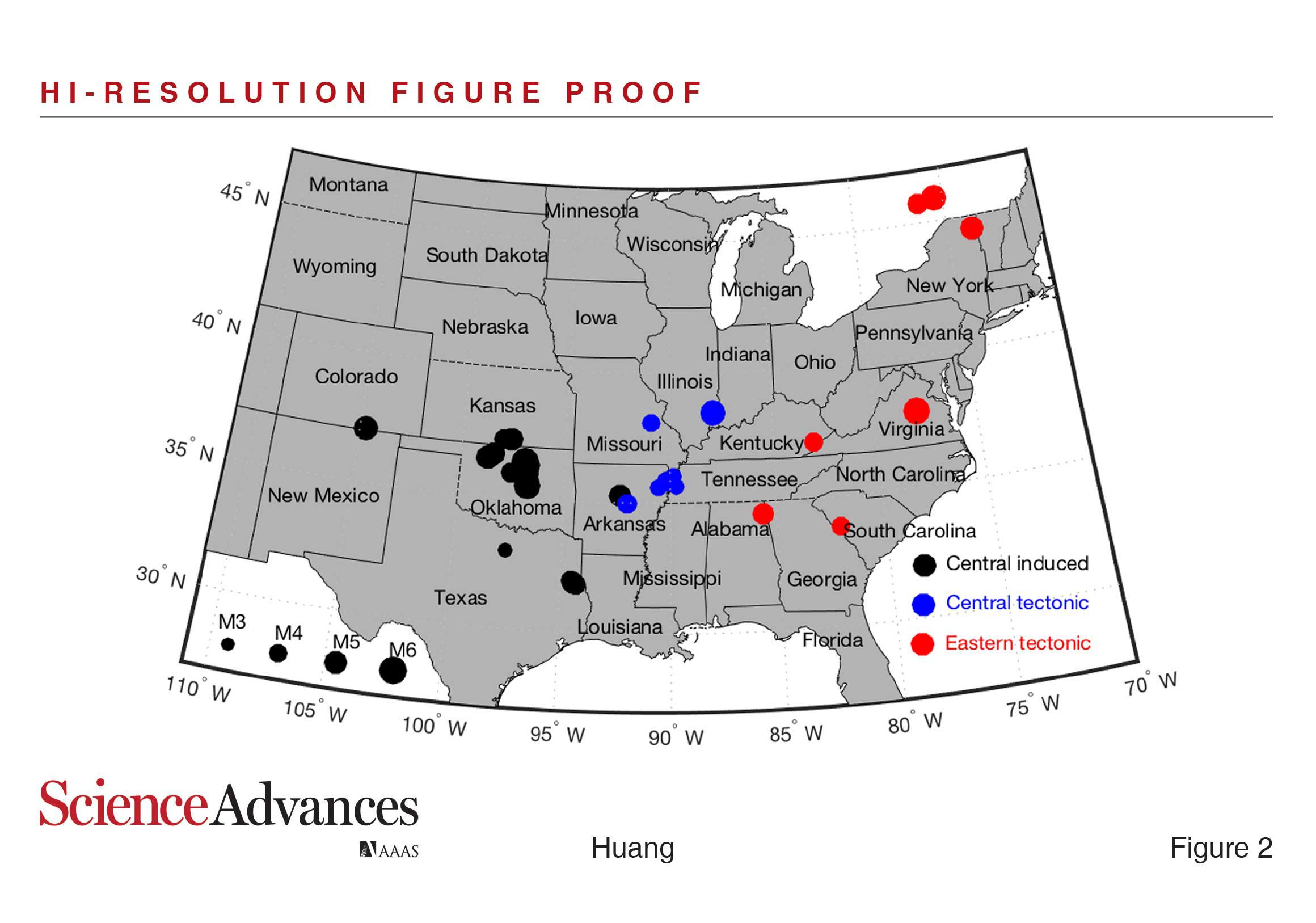 Locations of earthquakes analyzed in the study led by U-M seismologist Yihe Huang. Image credit: Huang, Ellsworth, Beroza, Science Advances 2017