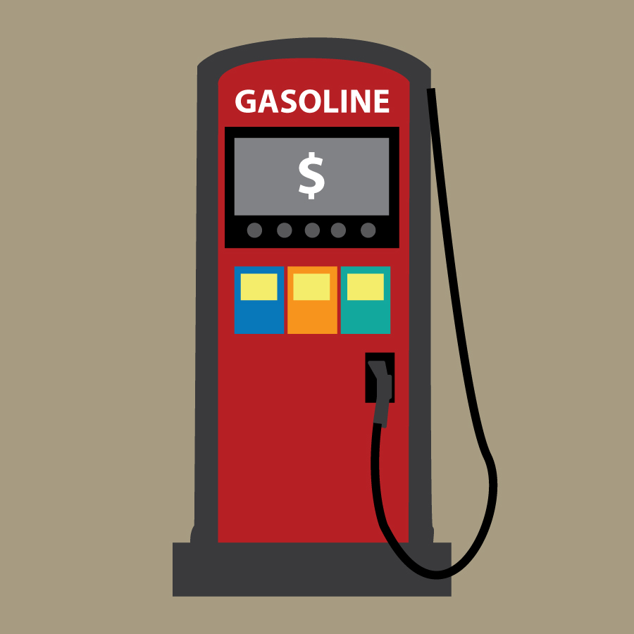Illustration of a gasoline pump, by Katie Beukema