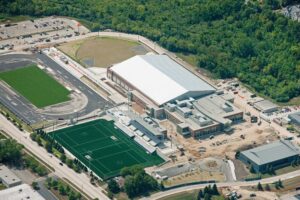 An aerial view of the Stephen M. Ross Athletic Campus, expected to open in 2018, will be utilized by 900-plus student athletes in all sports.