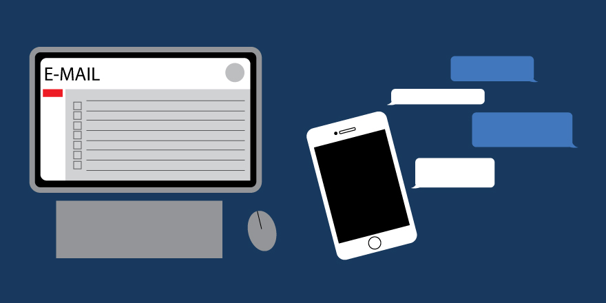 Computer email and texting smart phone