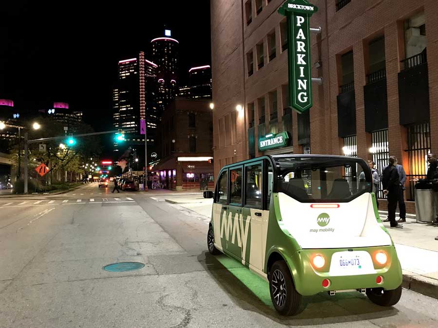 Driverless shuttle in Detroit, Michigan. Image courtesy: May Mobility