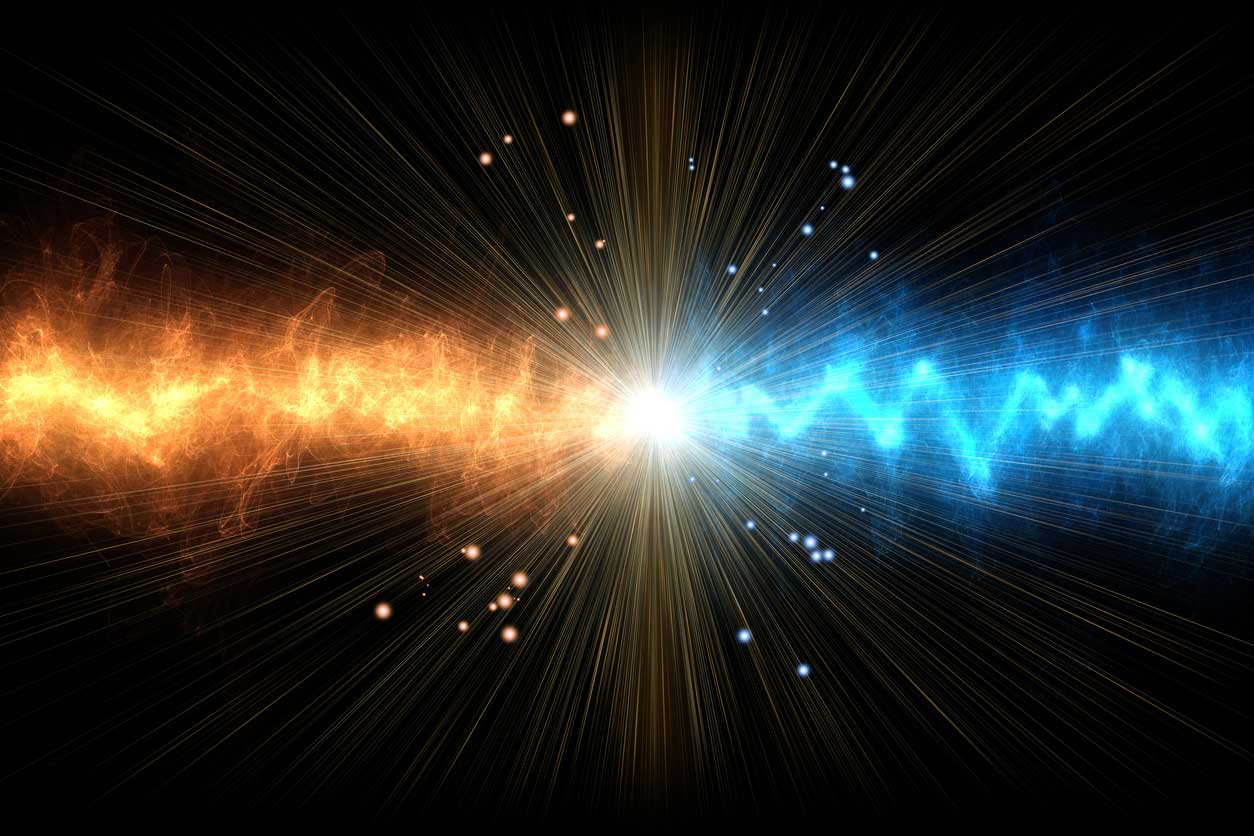 Concept image of two energies colliding. (stock image)