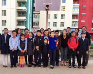 Hatch with English Club students. Image courtesy: Rachel Hatch